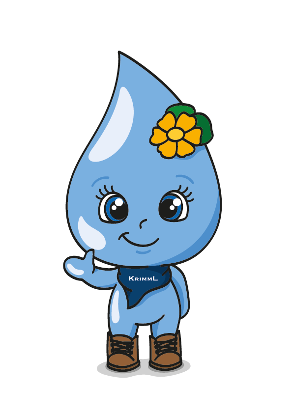 Krüml der Wassertropfen, das neue Maskottchen vom Tourismusverband Krimml.